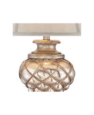 Luke 30.5" Tall Traditional Table Lamp with Silver Glass and LED Nightlight