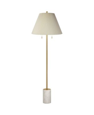 Milan Modern Tall Floor Lamp Gold Metal  Pleated Empire Fabric Shade for Living Room Bedroom Office