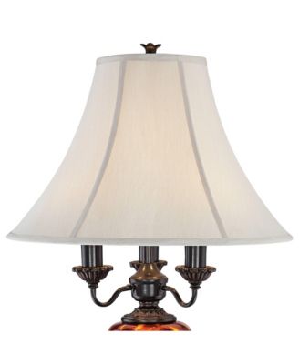 Rhys Tall Traditional 3 Way Table Lamps, Bronze Finish with Tortoise Shell Glass, Set of 2