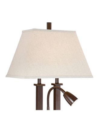 Deacon High Industrial Desk Lamps Set of 2 USB Port AC Power Outlet Gooseneck Bronze Finish Metal Charging