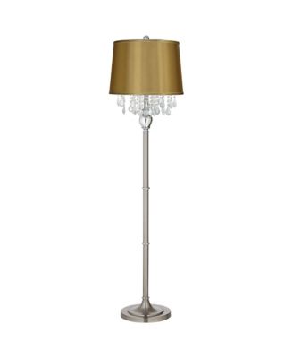 Crystals Traditional Tall Standing Floor Lamp Column Foot Switch Steel