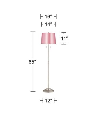 Abba Modern Tall Standing Floor Lamp Pole Twin Pull Chain Silver Metal Brushed Steel