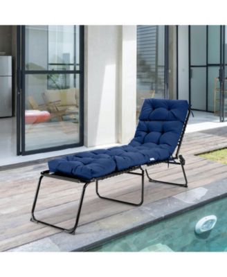Outdoor Lounge Chaise Cushion with String Ties for Garden Poolside