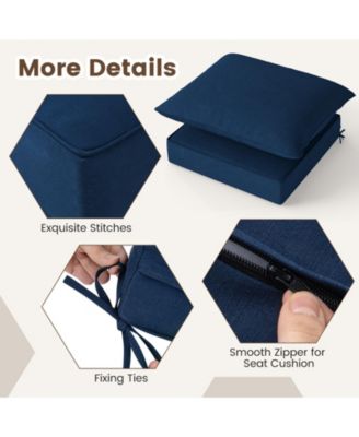 Deep Seat Chair Cushion Pads Set with Rope Belts for Indoor and Outdoor