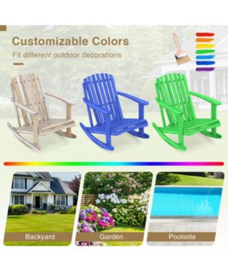 Adirondack Rocking Chair with Slatted Seat and High Fanned Back