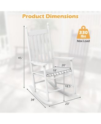 High-Back Acacia Wood Outdoor Rocking Chair with Solid Rocking Base