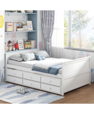 Full Bed Frame with Trundle and Storage Drawers