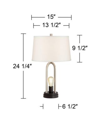 Marcel Modern Table Lamps Set of 2 24 1/4" High Brushed Nickel with LED Nightlight USB Charging Port for Bedroom House Desk