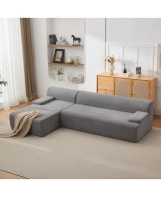 Modular L-Shaped Sectional Sofa with Chaise, Cloud Couch, Corduroy Fabric