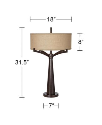 Tremont Industrial Table Lamp 31 1/2" Tall with USB Dimmer Cord Burlap Fabric Drum Shade for Living Room