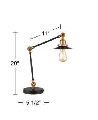 Taurus 20" High Small Farmhouse Desk Lamps Set of 2 USB Ports Adjustable Home Office Charging