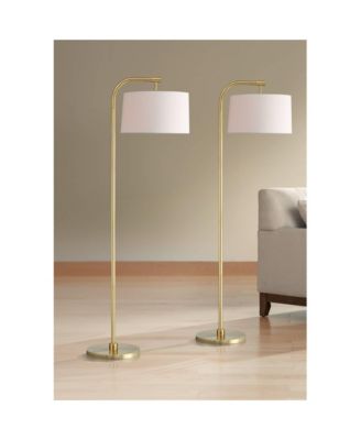 Serra Modern 64" Tall Standing Floor Lamps Set of 2 Lights Chairside Arc Foot Switch Offset Arm Metal Warm