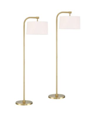 Serra Modern 64" Tall Standing Floor Lamps Set of 2 Lights Chairside Arc Foot Switch Offset Arm Metal Warm