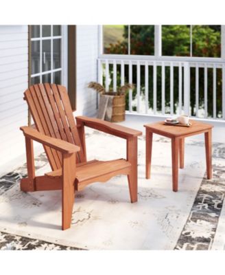 Solid Wood Adirondack Chair with High  Backrest and Wide Armrests