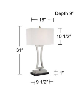 Roxie Modern Table Lamps Set of 2 with Marble Risers 31" Tall Brushed Nickel Fabric Shade for Bedroom Living Room Bedside