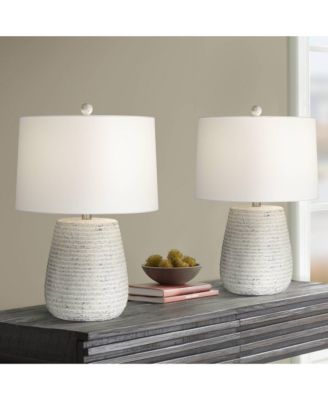 23" High Small Modern Coastal Accent Table Lamps Set of 2 Sandstone Finish Ceramic Living Room Bedroom