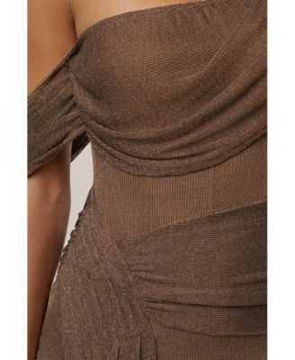 Women's Draped Metallic Maxi Dress