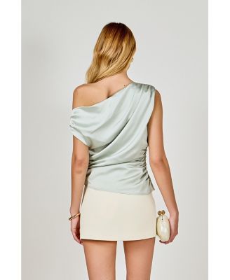 Women's A-symmetrical Off The Shoulder Satin Top