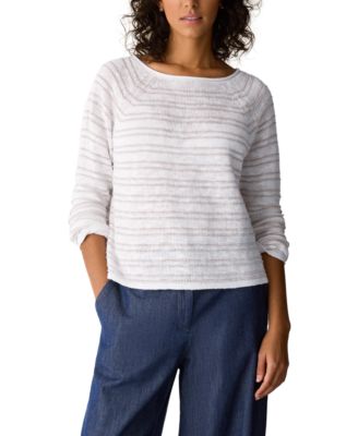 Women's Plus Size Bateau Neck Textured Sweater