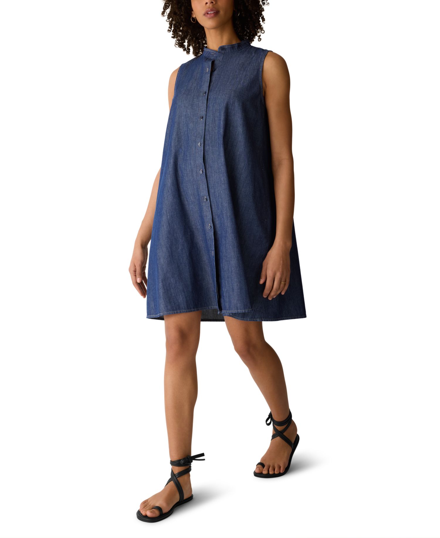 Women's Sleeveless Mandarin Band Collar Dress