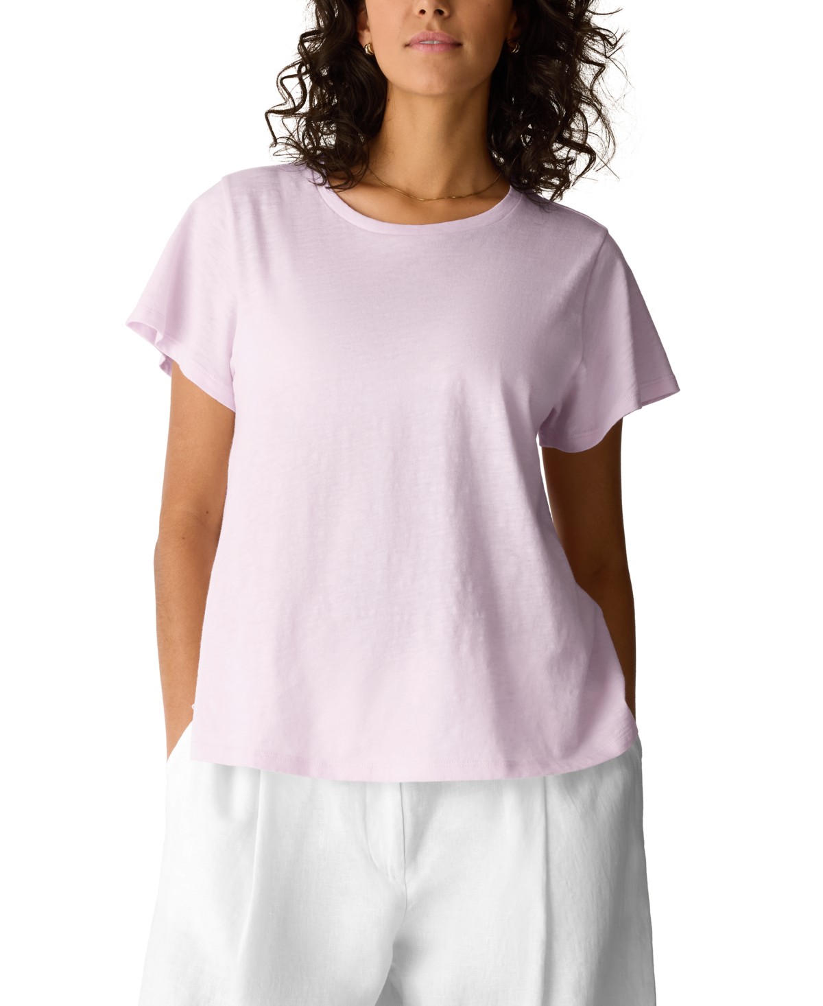 Женские футболки Eileen Fisher Women's Cotton Cap-Sleeve Crewneck Tee — фото 1