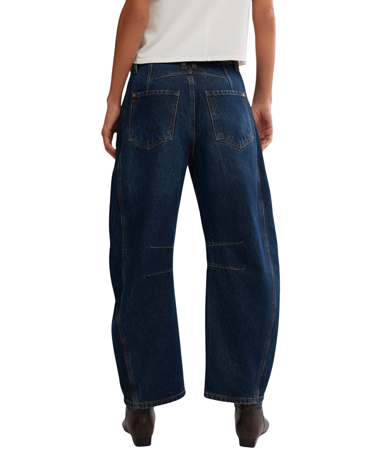 Женские джинсы Free People We The Free Good Luck Mid-Rise Barrel, цвет: Deep End — фото 2