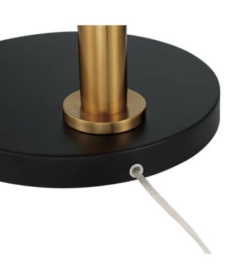 Modern Arc Floor Lamp 63 1/2" Tall Warm Gold Metal Cage Linen Shade for Living Room Reading