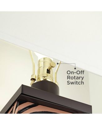 Modern Table Lamps Set of 2 with USB Charging Port 27" Tall Zebra Faux Wood Fabric Shade for Bedroom Bedside House