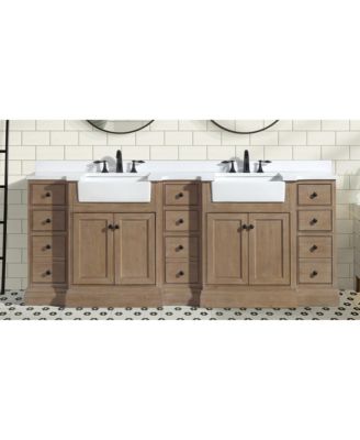 Kelly 84" Bathroom Vanity Weathered Fir, Engineered Quartz Top