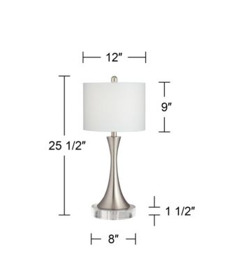 Gerson Modern Table Lamps Set of 2 with Round Risers 25 1/2" High Brushed Nickel Dimmers LED Drum Shade for Bedroom Living Room