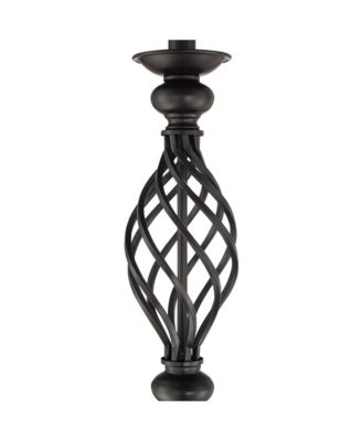 Annie Rustic Floor Lamp with Riser 67 1/2" Tall Iron Scroll Cream Hardback Drum Shade