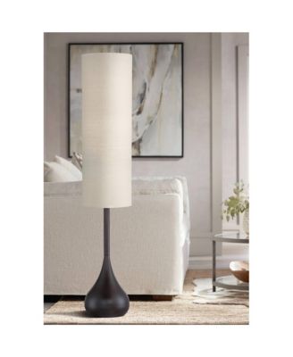 Moderne Mid Century Modern 62" Tall Droplet Floor Lamp with Smart Socket Bronze  Cylinder Shade for Living Room
