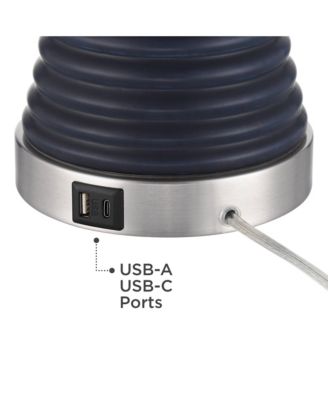 Maxwell 27 1/5"H Rippled Ceramic USB Table Lamp Set with Dimmer