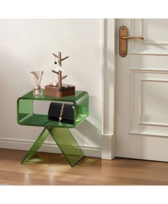 Acrylic Nightstand Side Table with Storage Shelf for Bedroom