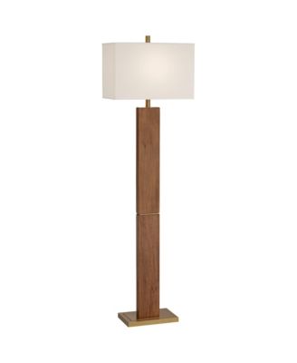 Walnut Grove Mid Century Modern 64" Tall Standing Floor Lamp Column with Dimmer  Solid Wood Walnut Finish