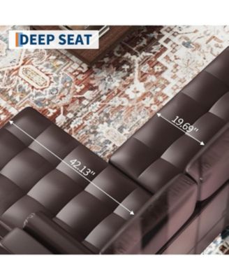 89" L-Shaped Sofa with Chaise, Mid-Century Modern 3-Seater Couch