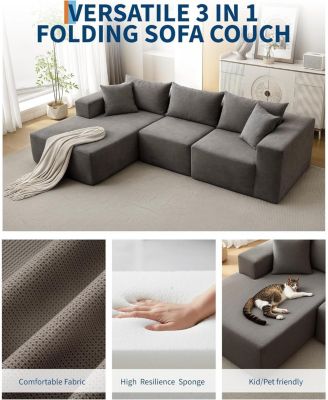 108" Modular Cloud Sectional Sofa, L-Shaped Couch with Chaise, Deep Seat, No Assembly