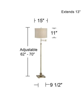 Chic Style Swing Arm Adjustable Floor Lamp 70" Tall Antique Brass Drum Shade Living Room Reading House Bedroom