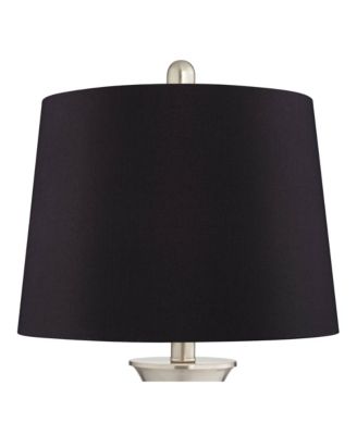 Seymore Modern Table Lamps 26" High Set of 2 Silver with USB Charging Port LED Touch On Faux Drum Shade for Bedroom Desk