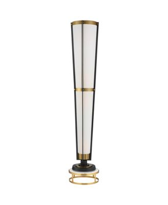 Vista Mid Century Modern Torchiere Floor Lamp with Riser 73 1/2" Tall Brass Gunmetal Linen Shade for Living Room