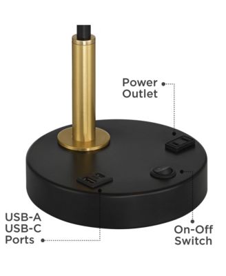 Keller 24" High Small Modern Desk Lamp USB Port AC Power Outlet  Brass Finish Metal Home Office Charging