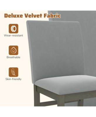 Set of 2 Velvet Upholstered High-Back Dining Chairs with Rubber Wood Legs