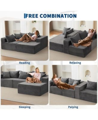 106" Cloud Sectional Sofa with Chaise, Memory Foam Modular Couch, Right Facing, No Assembly