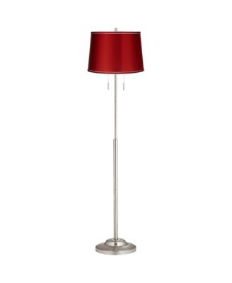 Abba Modern Floor Lamp Standing 66" Tall Brushed Nickel Metal Satin Tapered Drum Shade for Living Room Bedroom Office House