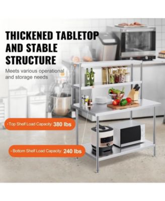 12 x 48 in Double Overshelf Adjustable Stainless Steel Storage Shelf