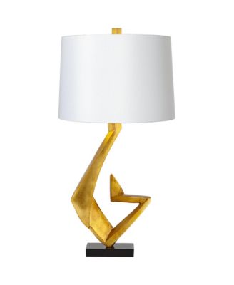 Zeus 29 1/2" Tall Modern Glam End Table Lamp Sculptural Gold Leaf Finish Living Room Bedroom Bedside  Shade