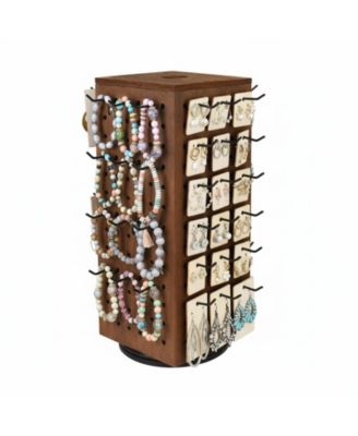 3 Tier Wooden Rotating Bracelet Holder Display Stand 42 Hooks