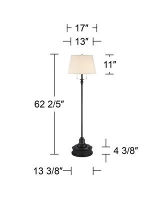 Spenser Rustic Farmhouse Floor Lamp with Riser 62 1/2" Tall Oiled Bronze Metal Linen Empire Shade for Living Room Bedroom Home