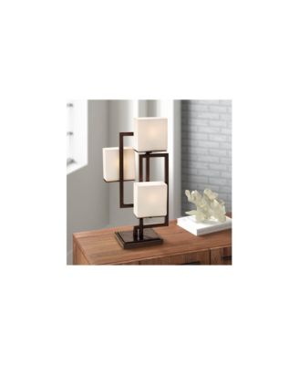 Lighting Modern Table Lamp 24" High Roman Bronze with Dimmer Metal Glass Shade for Bedroom Living Room Bedside Nightstand Office