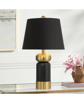 Anthem 19" High Small Modern Accent Table Lamps Set of 2 Brass Finish Metal Shade Living Room Bedroom